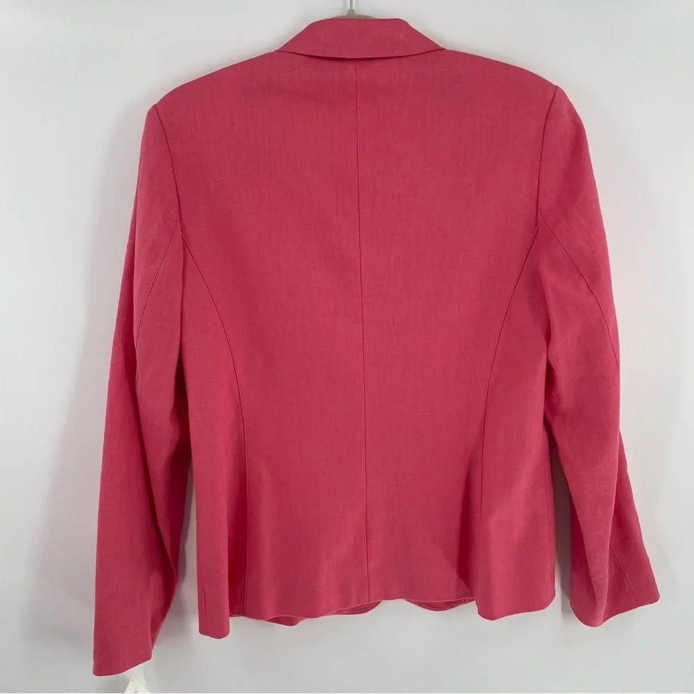 Talbots Vintage Coral Linen Stretch Blend Fully Lined Hidden Button Blazer Work
